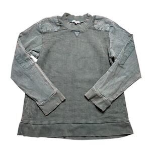 Earthbound Trading Co Men’s Waffle Knit Green Cotton Sweatshirt Pullover - M